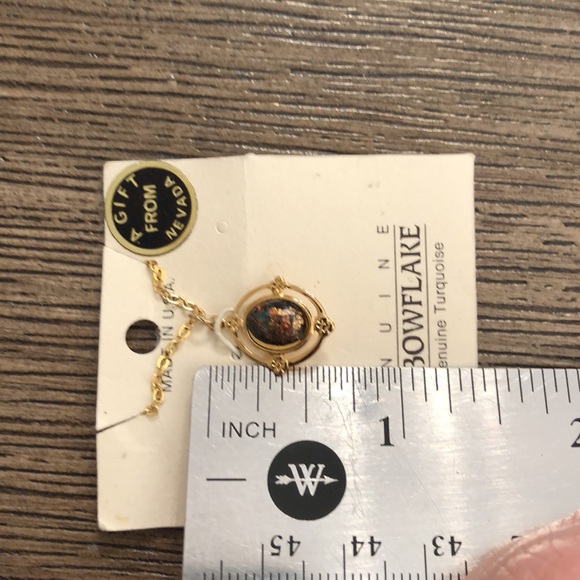 Rainbowflake Necklace Gold Flake & Turquoise Resin - Picture 9 of 9